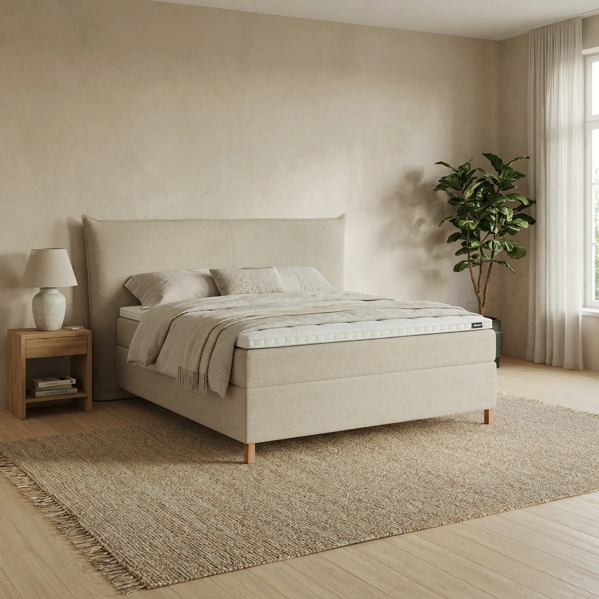Boxspringbett 180x200 Beige » Chopin » Wool Creame